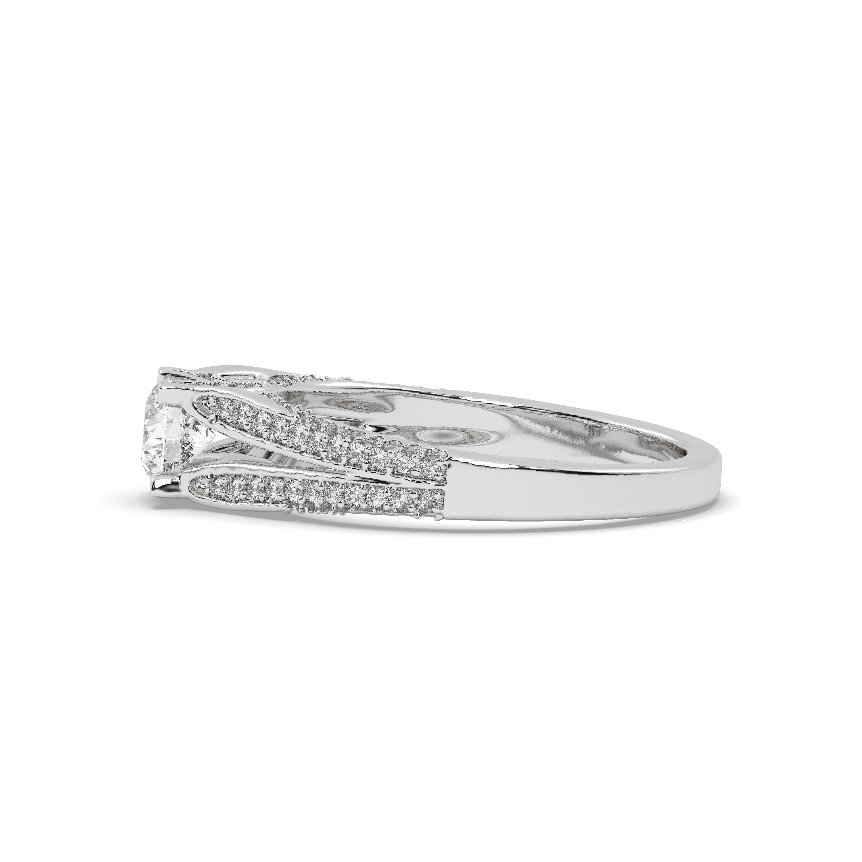 White Gold Studded 1.138 Carat Lab Grown Diamond Ring-E Color VS1 Clarity.